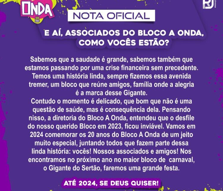 Foliões de Afogados ficam órfãos com cancelamento do tradicional desfile do Bloco A Onda