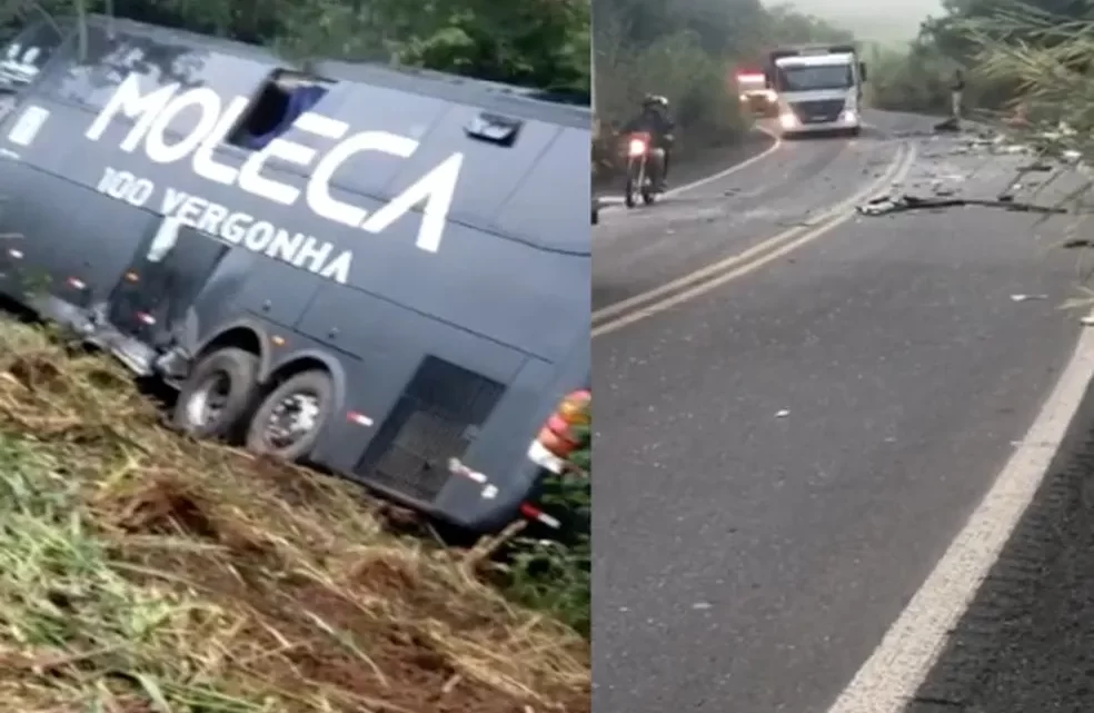 Acidente entre ambulância e ônibus da banda Moleca 100 Vergonha deixa um morto na BR-316, no Piauí