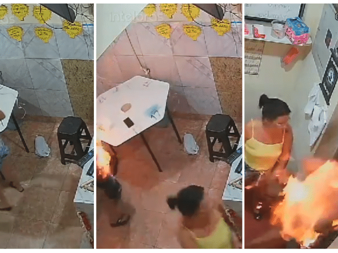 Mulher flagrada incendiando o marido é presa