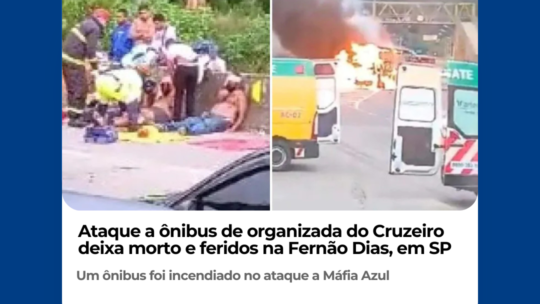 Ataque a ônibus de organizada do Cruzeiro deixa morto e feridos na Fernão Dias, em SP