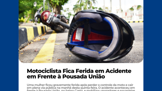 Motociclista Fica Ferida em Acidente em Frente à Pousada União