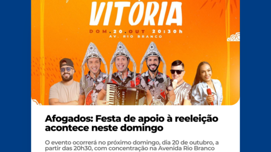 Afogados: Festa de apoio à reeleição acontece neste domingo